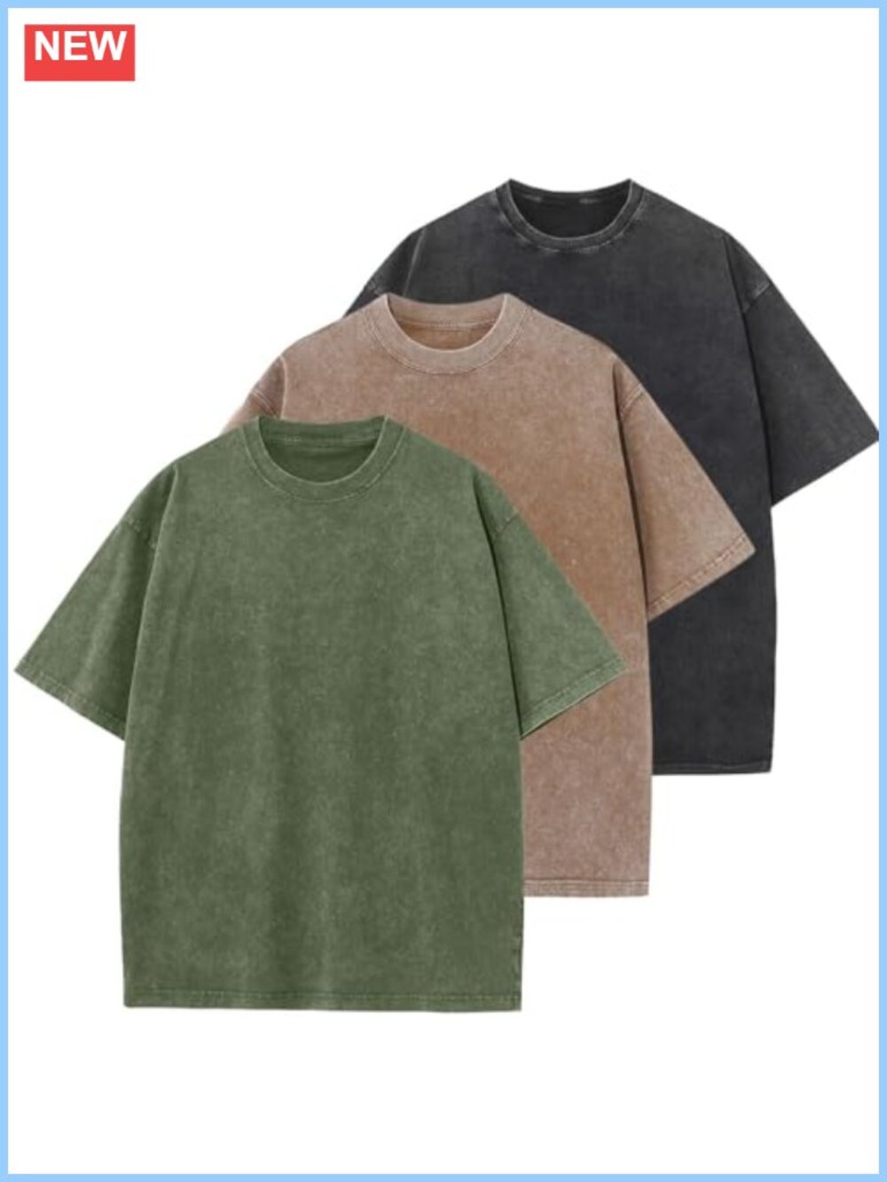 Men's Oversized Unisex Short Sleeve T-Shirts 3-Pack Heavyweight Cotton